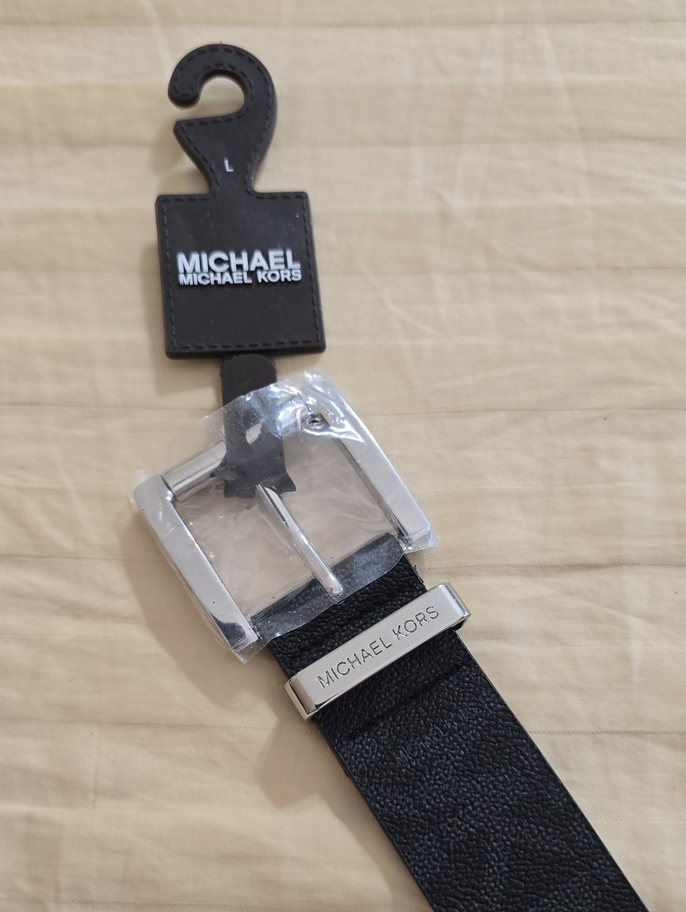Michael Kors Black Leather Women’s Belt with Silver-Tone Buckle